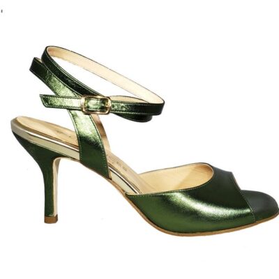 tango shoe, open heel, green jpg 167 KB
