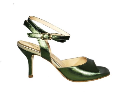 tango shoe, open heel, green jpg 167 KB