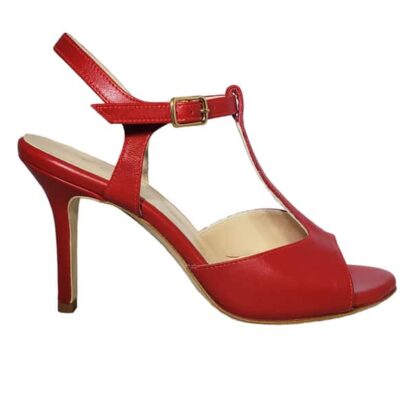 red tango shoe, open heel, entonces, tangotana, jpg 14 KB